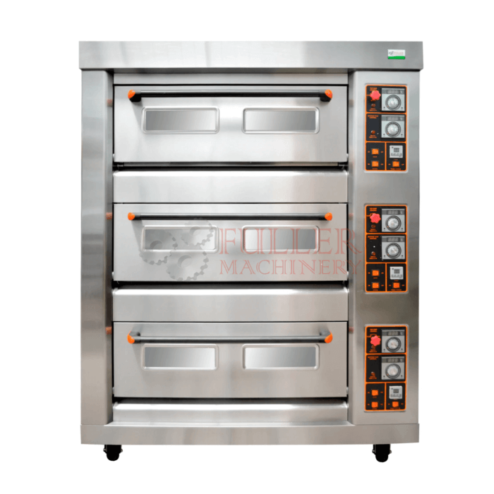 El horno multiusos "Horno 3 Cabinas 6 Bandejas" es una solución de alta gama para panaderías, pizzerías, y establecimientos de preparación de carnes y otros alimentos. Este equipo, fabricado en acero inoxidable calibre 304, ofrece robustez y durabilidad, combinado con la flexibilidad de operar con gas natural o propano. Sus características avanzadas lo hacen ideal para negocios que requieren un rendimiento confiable y versátil.