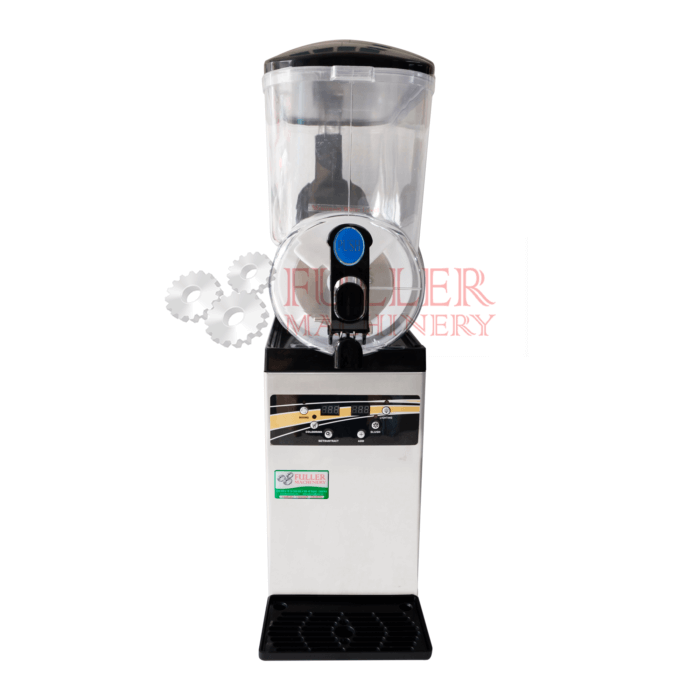 Granizadora profesional de acero inoxidable con tablero digital y aspas giratorias para evitar asentamientos, ideal para bebidas granizadas.