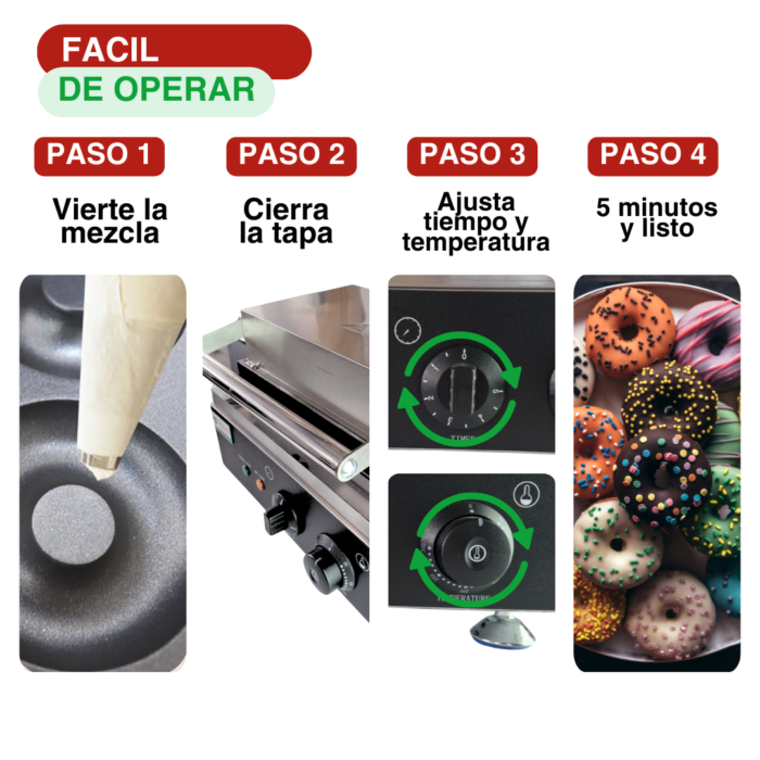 Máquina para hacer donas con capacidad para 6 donas, ideal para uso comercial y doméstico