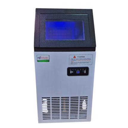 Fabricadora de hielo Fuller Machinery de 30 kg diarios, con filtros incluidos, ideal para uso comercial en restaurantes, bares y hoteles.