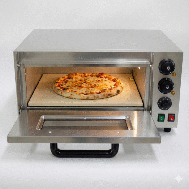 “Interior horno pizza con base de piedra refractaria”