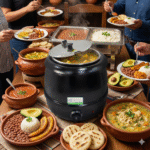 Olla sopera profesional en barra de buffet catering