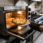 Horneado de pizza a 350 grados en horno eléctrico