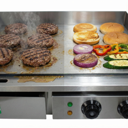 “Plancha cocina cocción simultanea carne y vegetales”