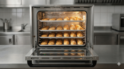 Interior horno convección 60 litros con 4 bandejas de panadería