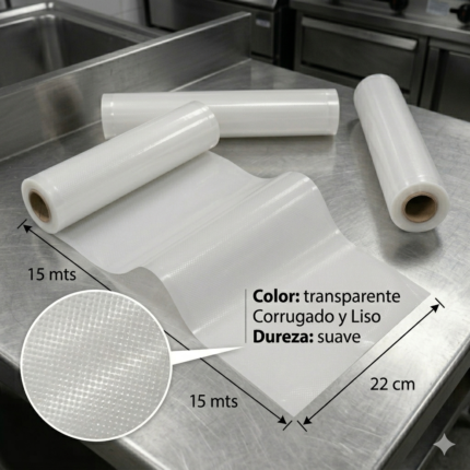 ROLLOS PARA EMPACADORA AL VACÍO 22CM X 15MT