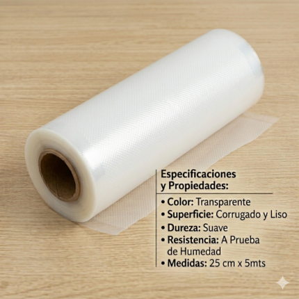 ROLLO EMPACADORA AL VACIO 25CM*5MT